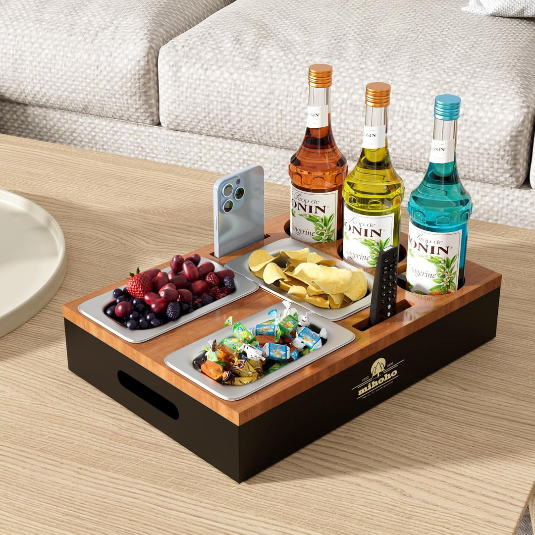 Couchbar, Sofa Organizer auf dem Beistelltische Couchtisch, Couchbar Holz als Bier Geschenke für Män