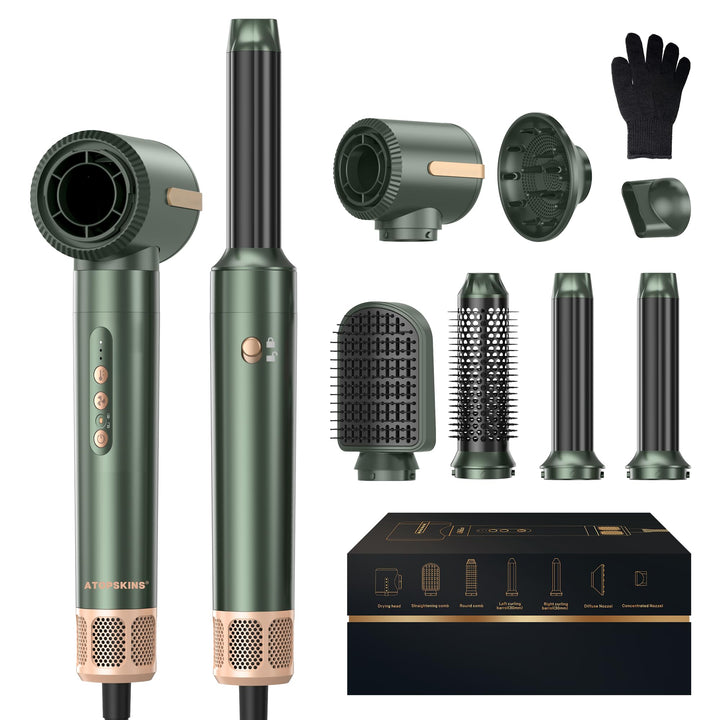 7 In 1 Airstyler Pro, Atopskins Hairstyler Warmluftbürste Set, 11,0000 Rpm Föhn mit Diffusor, Rundbü