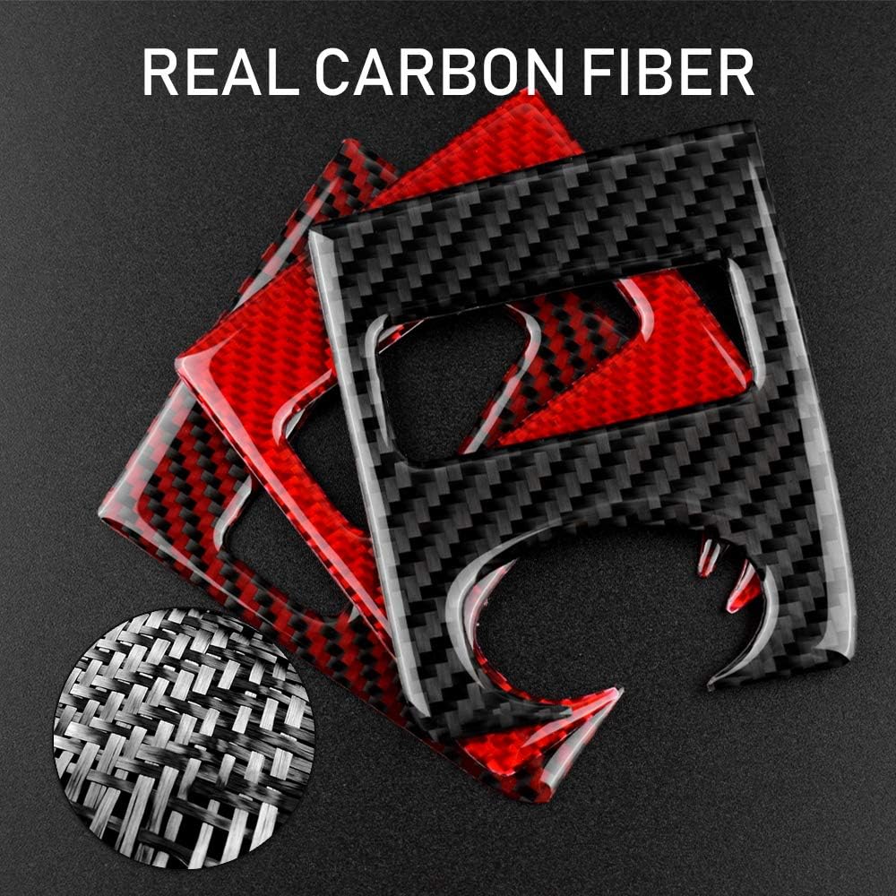 KUNGKIC 6 Stück Auto Türgriff Fensterschalter Taste Konsole Panel Innenaufkleber Kohlefaser Aufklebe