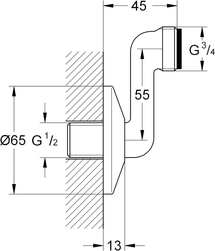 Grohe S-Anschluss Exzenter 55 12465000 55 mm, 55 mm