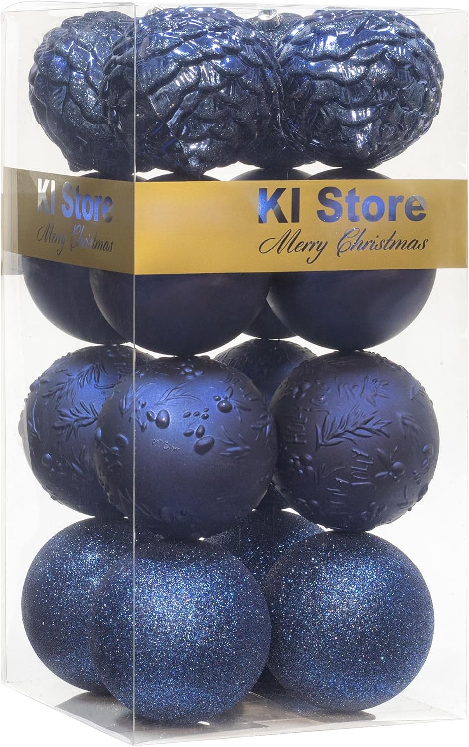 Busybee weihnachtskugeln gross 16 Stücke 10CM Ornamente für Weihnachtsbaum Blau Christbaumkugeln Wei
