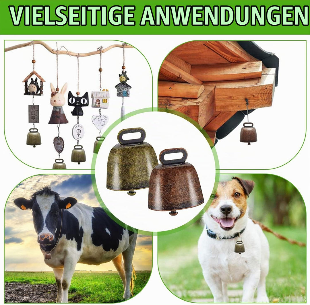 cersaty® 12 STK Ziegenglocke Kuhglocken Klein, Vintage kuhglocke,35 x 37 mm Glöckchen zum Basteln,fü
