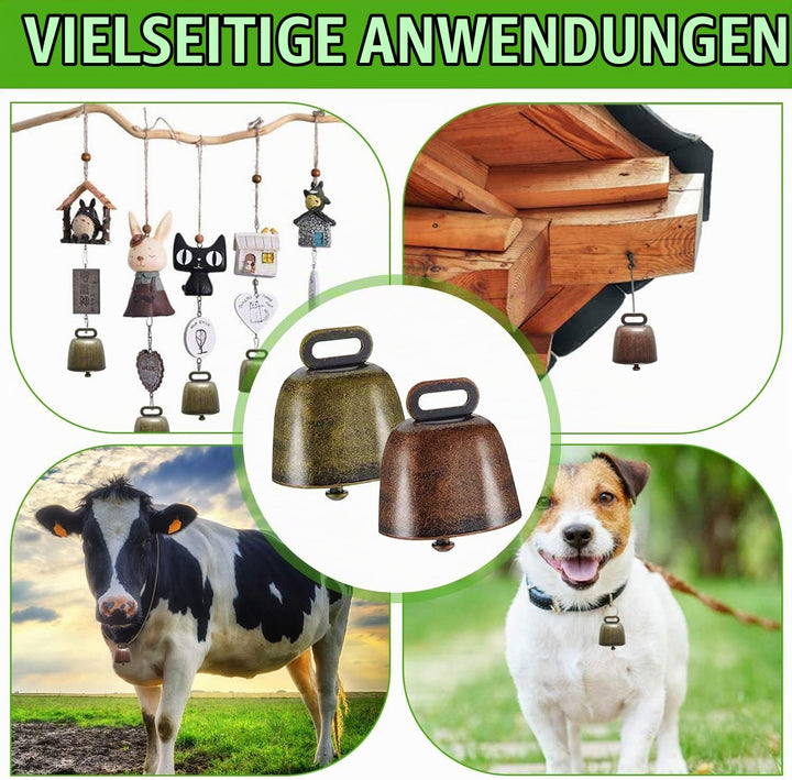 cersaty® 12 STK Ziegenglocke Kuhglocken Klein, Vintage kuhglocke,35 x 37 mm Glöckchen zum Basteln,fü