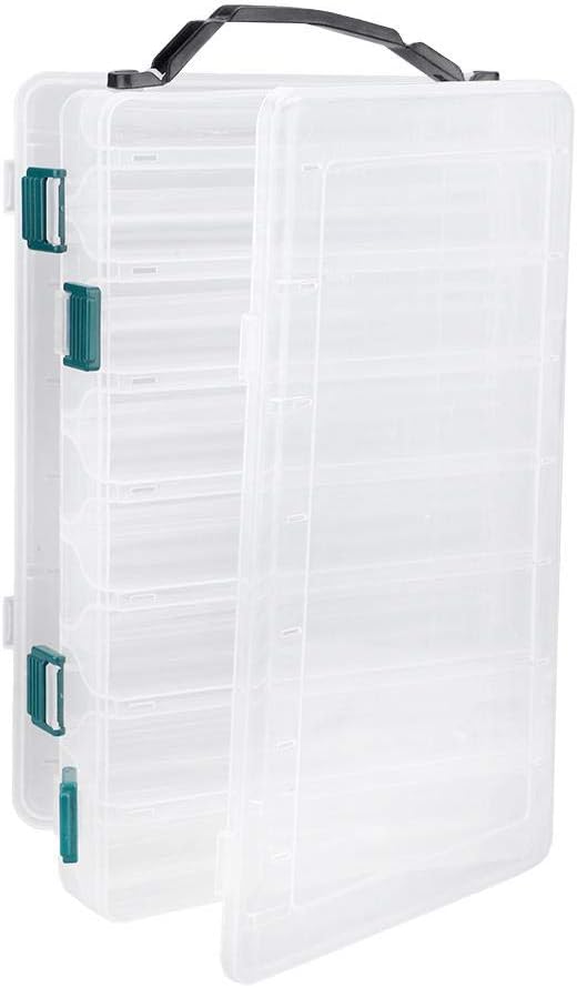 VIFER Köderbox, doppelseitig, Aufbewahrungsbox, Angelköder, Kunststoff, transparent, Organizer, Ange
