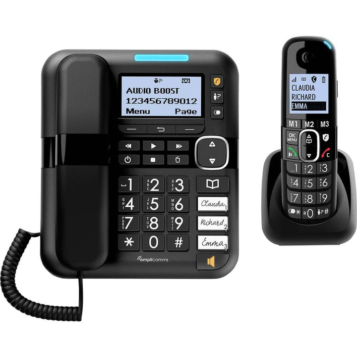 Amplicomms BigTel 1580 Combo DECT Grosstasten Telefon, Anrufbeantworter, zusätzliches Mobilteil, Aud