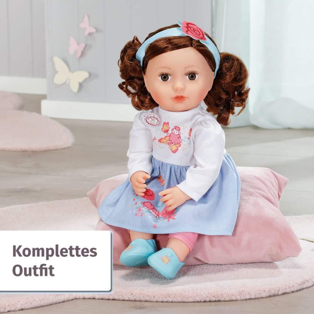 Zapf Creation 707234 Baby Annabell Sophia, brünett 43cm -weiche Stoffpuppe mit langen braunen Haaren