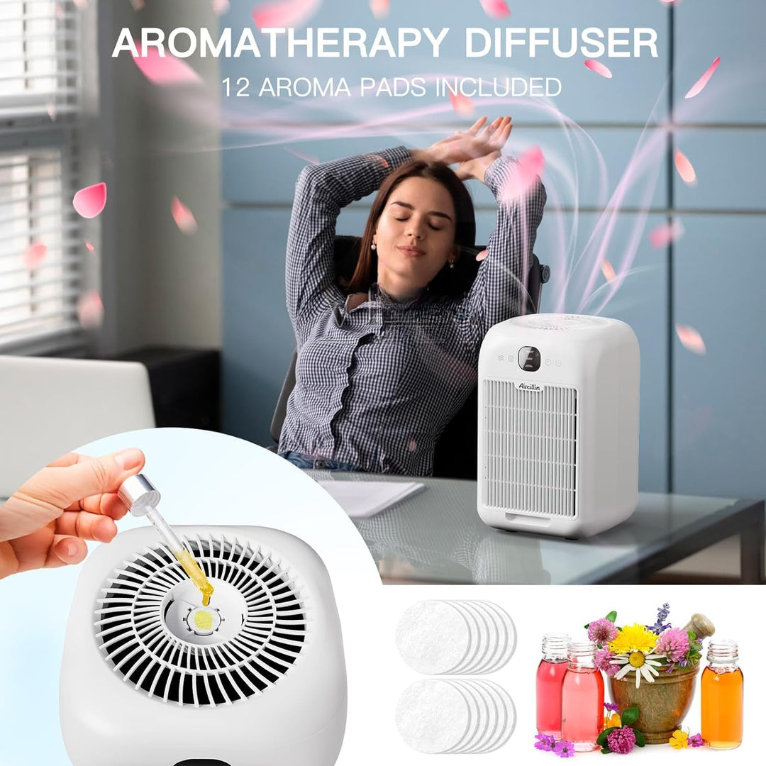 2 Stück Luftreiniger Allergiker mit Aromatherapie, HEPA Luftfilte gegen Schimmel Staub Pollen Tierha