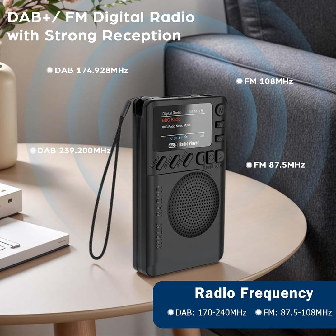 Pocket DAB Radio Tragbares, Persönliches FM/DAB+ Digitalradio mit Bluetooth-Lautsprecher Farbdisplay