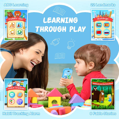 Mingfuxin Kinder Handy, Pretend Smartphone für Kinder Mädchen Jungen, 2,8 Zoll Touchscreen Telefon U