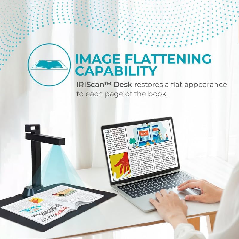 IRIScan Desk Pro. Buchscanner LED, OCR Dokumentenscanner 21MP Kamera Visualizer -v6PRO: PDF-Editor,