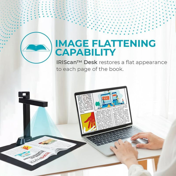 IRIScan Desk Pro. Buchscanner LED, OCR Dokumentenscanner 21MP Kamera Visualizer -v6PRO: PDF-Editor,