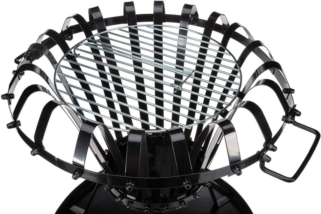 Feuerstelle BB650 für Garten und Terrasse aus Gusseisen - Feuerschale mit Grillrost schwarz - Garten