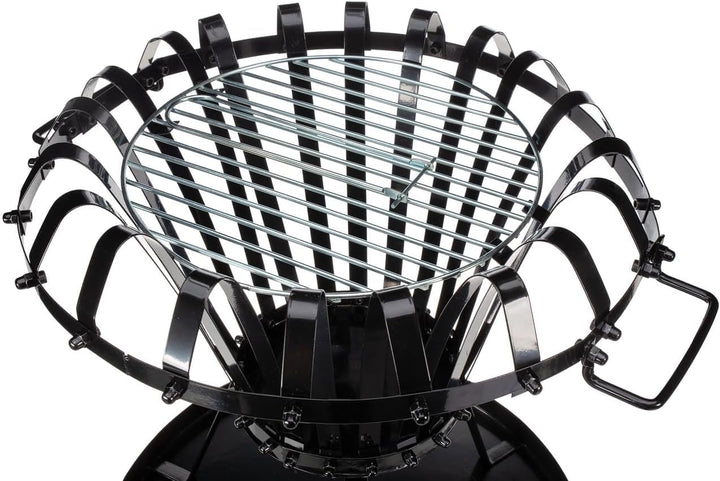 Feuerstelle BB650 für Garten und Terrasse aus Gusseisen - Feuerschale mit Grillrost schwarz - Garten