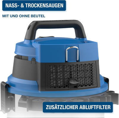 Hyundai Nass- / Trockensauger VCWD1620E, 1600 W, 20l Edelstahltank, Sauger mit Ausgangssteckdose, Ma