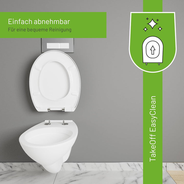 LUVETT® WC-Sitz inkl. 3 Edelstahl Montagelösungen & Absenkautomatik Softclose, Made in EU, antibakte