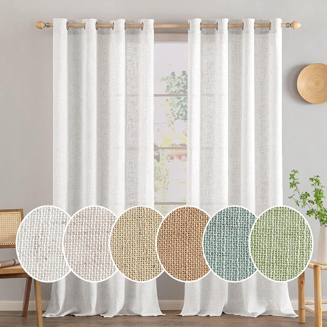 MIULEE Gardinen Vorhänge mit ösen Voile Vorhang Modern Leinenoptik Halbtransparent für Wohnzimmer Sc