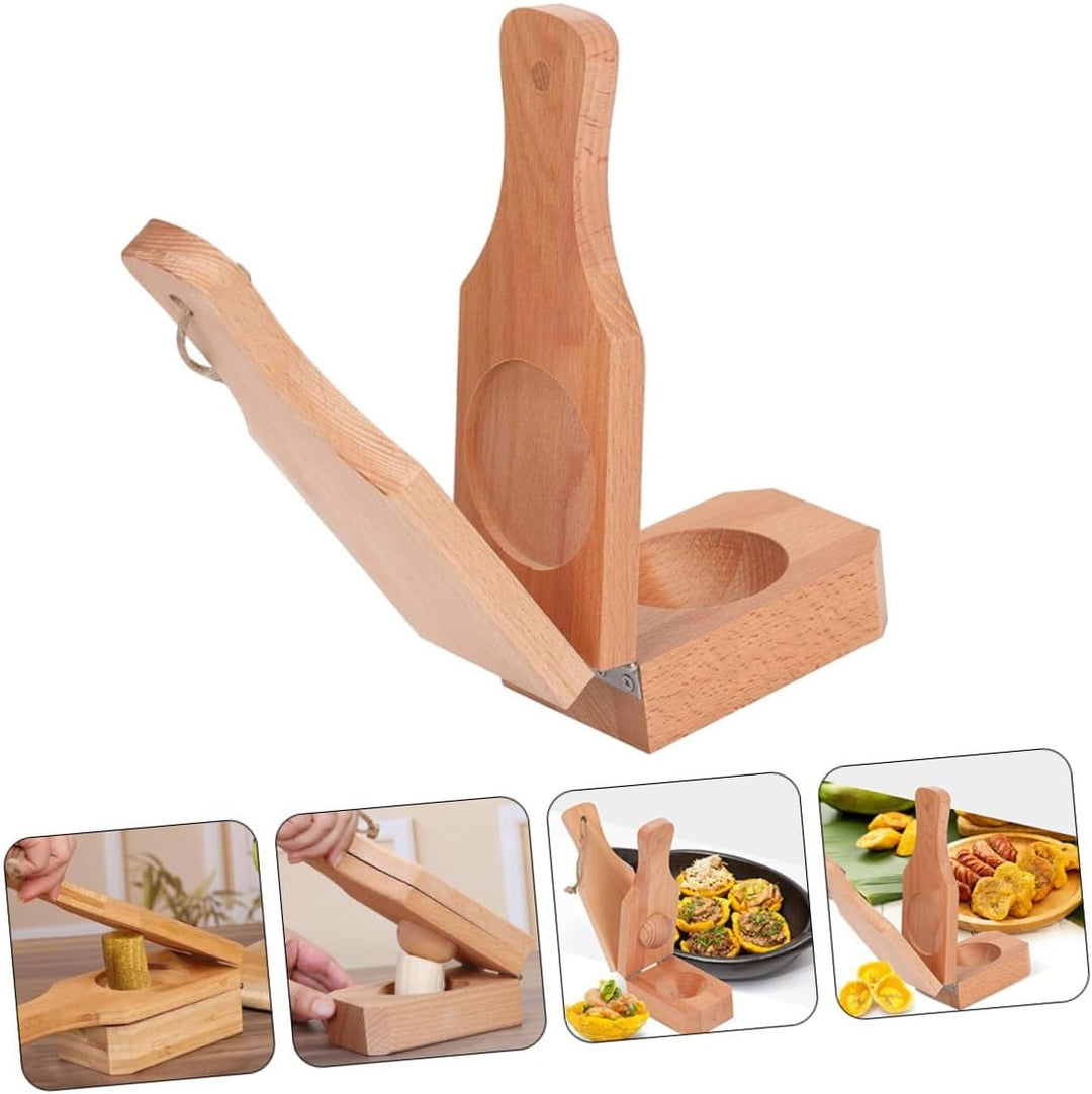 DOITOOL Manuelle Tostones Presse aus Holz mit Ergonomischem Griff Faltbarer Plantain Smasher für Knu