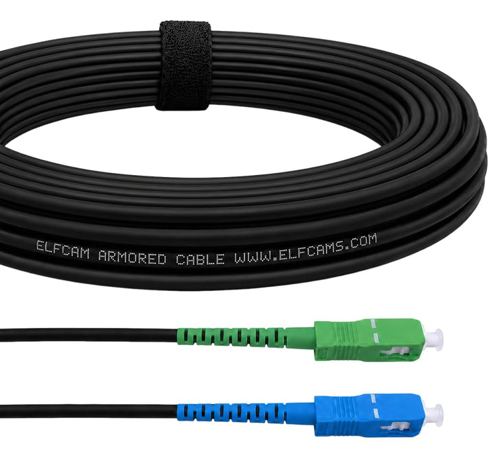 Elfcam® - Freebox-kompatibles geschirmtes Stahl-LWL-Kabel, geeignet für Innen- und Ausseninstallatio