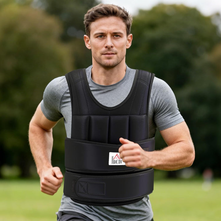 HOMCOM Gewichtsweste 20 KG verstellbare Trainingsweste mit herausnehmbaren Gewichten und Klettversch