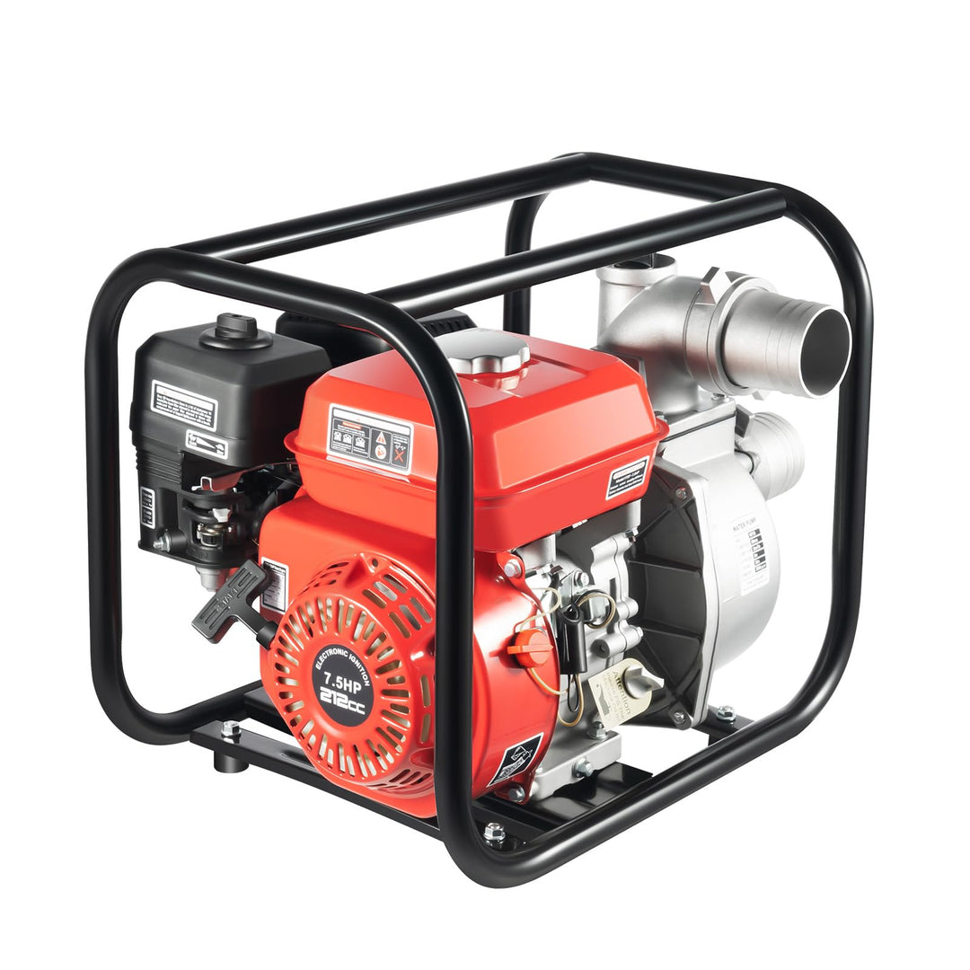 3 Zoll Benzin Wasserpumpe 7,5PS 4 Takt Motor Wasserpumpe 212CC Gartenpumpe Selbstansaugend Schmutzwa