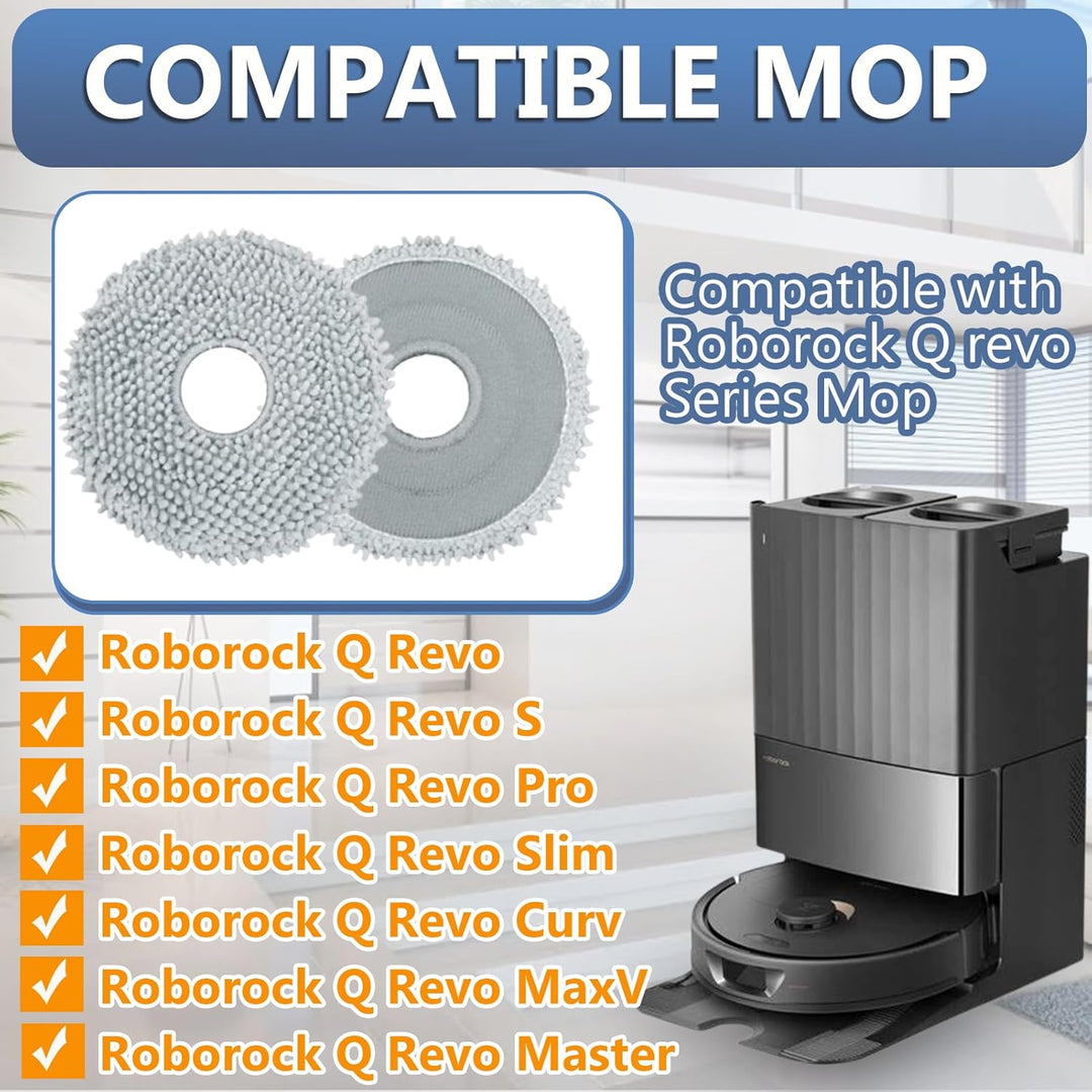8 Stück Ersatz Wischtücher für Roborock Q Revo/Qrevo Curv/Qrevo MaxV/Qrevo Pro/Qrevo S Wischtücher,