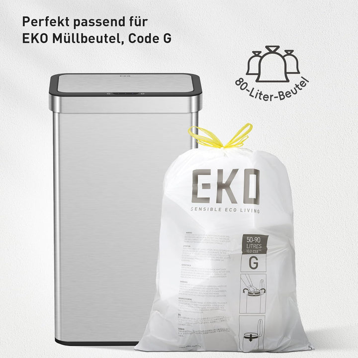 EKO NOVA 80L Mülleimer mit Sensor, Automatischer Küchenmülleimer, rechteckiger Bewegungssensor Abfal