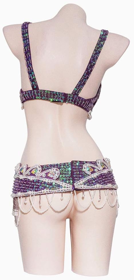 ROYAL SMEELA Bauchtanz BH Gürtel Karnevals kostüm Zigeuner Bauch tanzen Outfit Sparkle Pailletten Ba