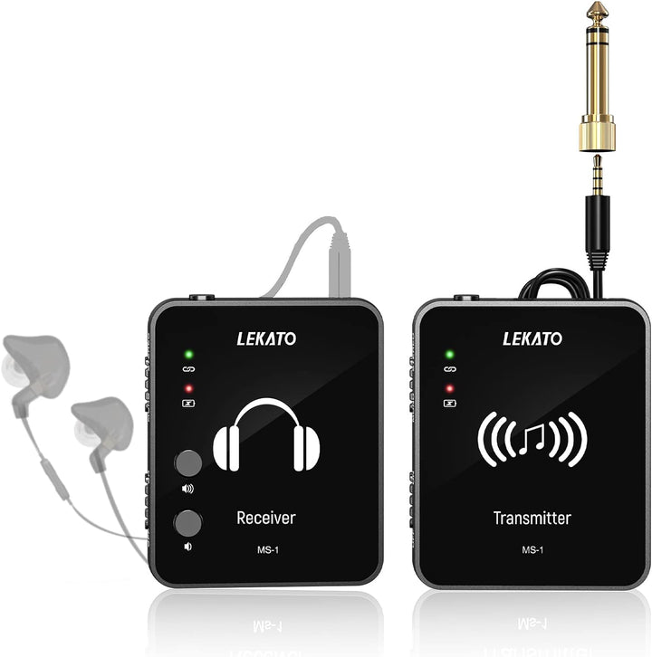 MS-1 Drahtloses In-Ear Monitoring, LEKATO Professionelles kabelloses 2.4G Stereo IEM-System mit Send