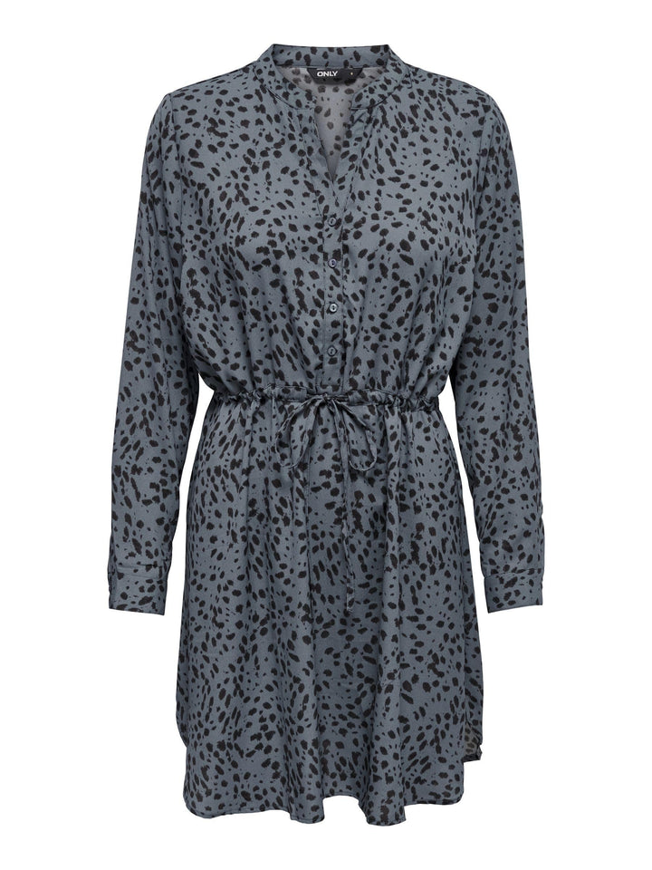 ONLY Damen Kleid 15200543 XXS Blue Indigo/Aop:black Leo, XXS Blue Indigo/Aop:black Leo