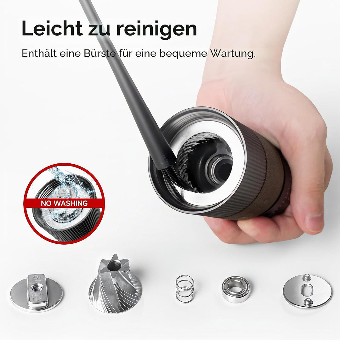 HiBREW G4B Manuelle Kaffeemühle mit externem verstellbarem Zifferblatt, konische Aluminium-Mühle, nu