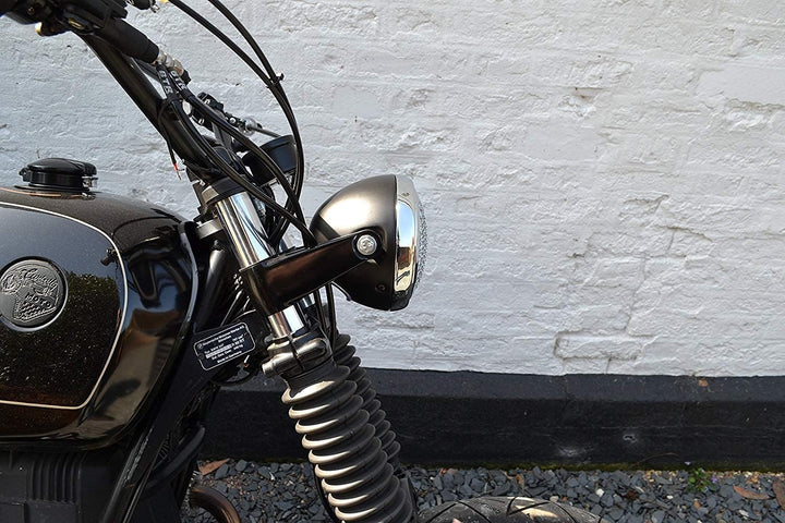 6" Scheinwerfer für Projekt Motorrad - Cafe Racer Retro Scrambler - Schwarz Netz Grill mit Chrom Ble