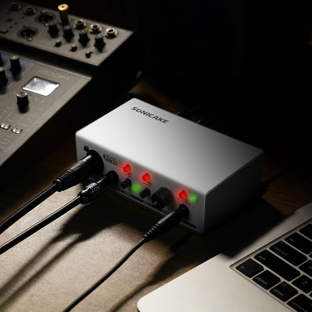SONICAKE Audio Interface Professionelles Zweikanal Analoger Vorverstärker mit Dynamikbereich und Ver