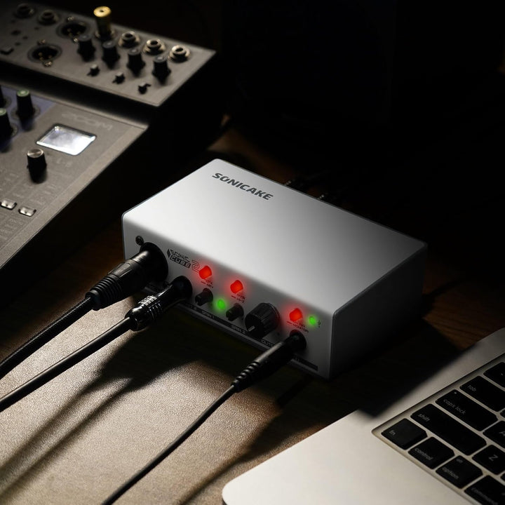 SONICAKE Audio Interface Professionelles Zweikanal Analoger Vorverstärker mit Dynamikbereich und Ver