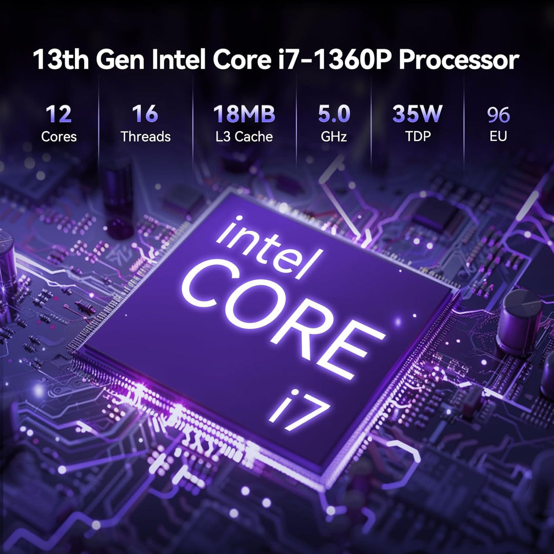 Intel NUC 13 Pro Mini PC, Core i7-1360 Prozessor Mini Computer (12C/16T/18M Cache), 32GB DDR4 1TB SS