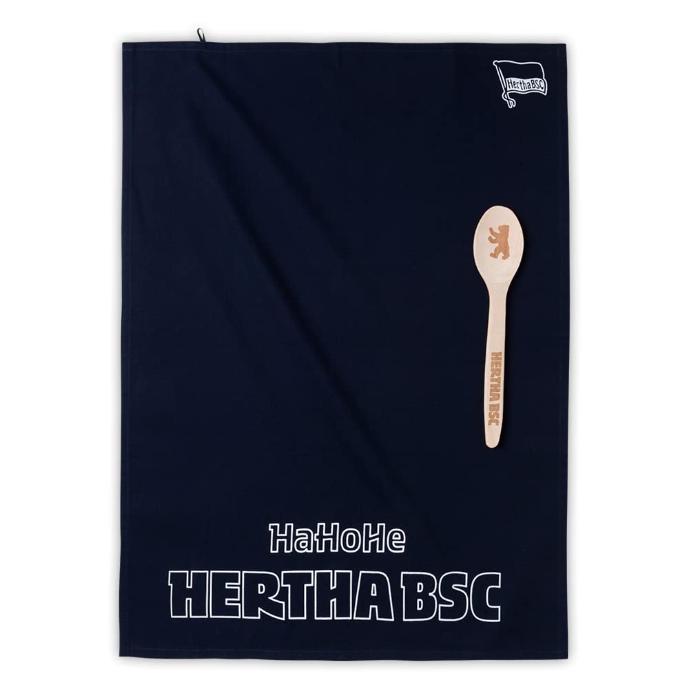 Hertha BSC Küchenset, bestehend aus Geschirrtuch und Kochlöffel