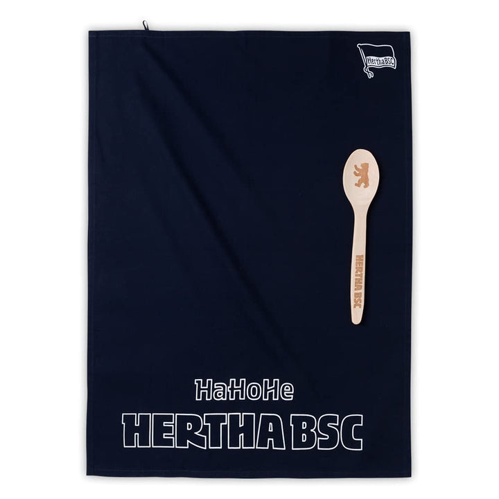 Hertha BSC Küchenset, bestehend aus Geschirrtuch und Kochlöffel