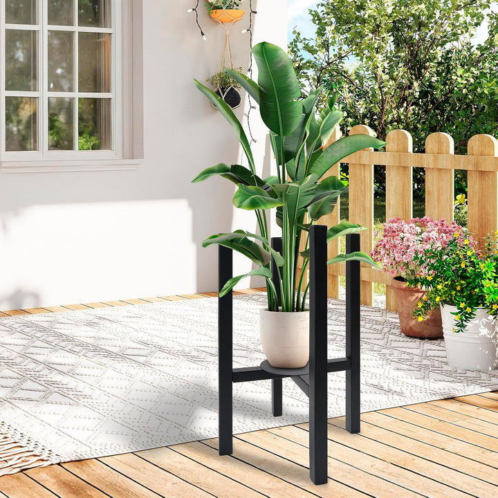 iMeshbean Blumenständer Verstellbarer 2er Set, Stabiler Metall Pflanzenständer mit Rundes Tablett, S
