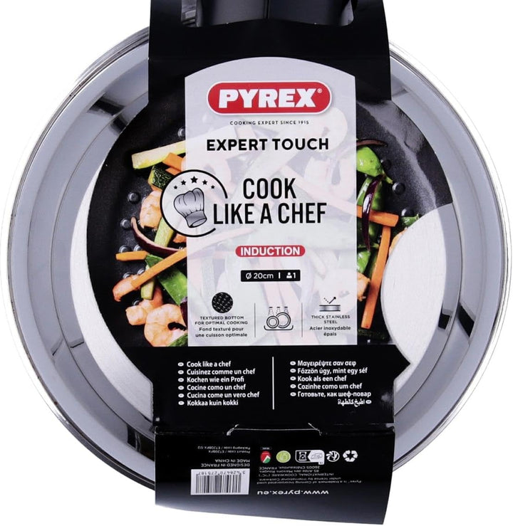 Pyrex Expert Bratpfanne , Stahl INOX _ andere Spülschwamm, Schwarz und Grau, 20 cm, 20 cm