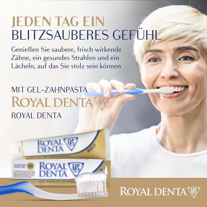 Royal Denta Silver Zahnbürsten mit weichen Borsten 4er-Pack - Doppellänge Borsten für effektive Inte