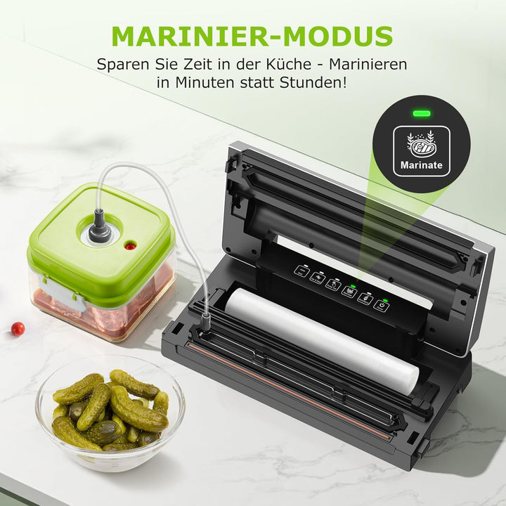 Bonsenkitchen Vakuumiergerät, 5-Modus-Vakuumierer mit Cutter und Rollenbeutelaufbewahrung, für Konti