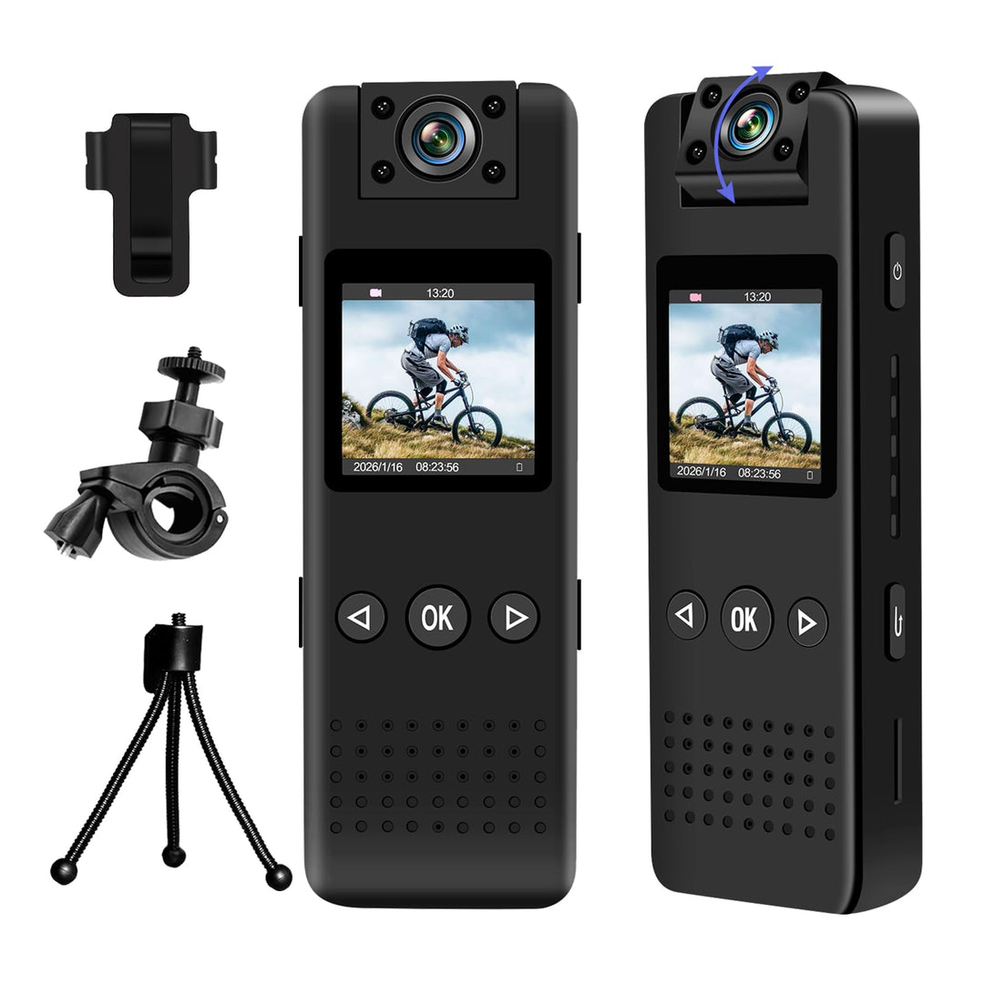 cyi Mini Action Kamera, Tragbare Body Camera mit 180° Drehbarem Objektiv, FHD Körperkamera Mini mit