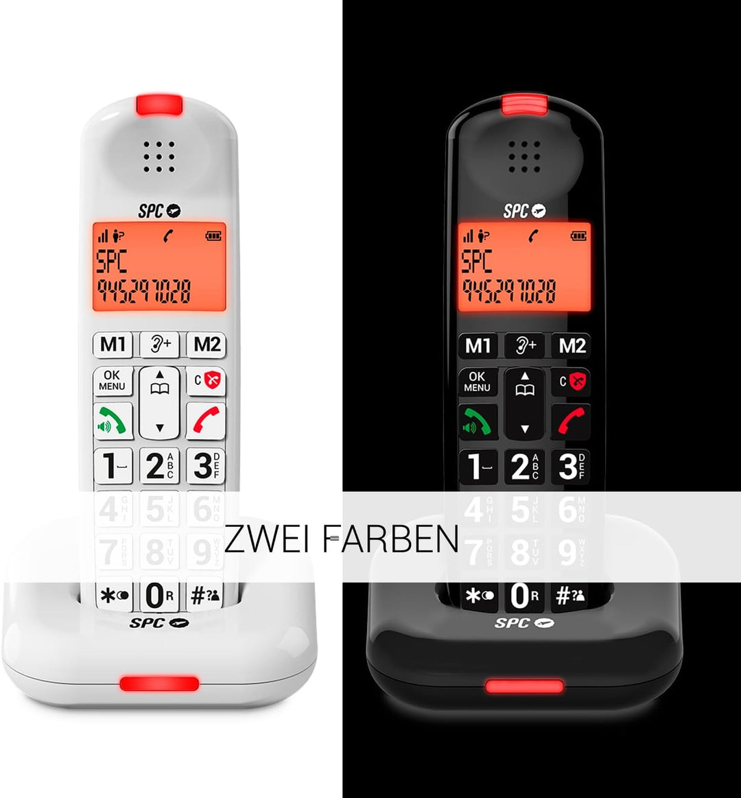 SPC Comfort Kairo - Schnurloses Telefon für Senioren mit grossen Tasten, verstärktem Ton, hörgerätek