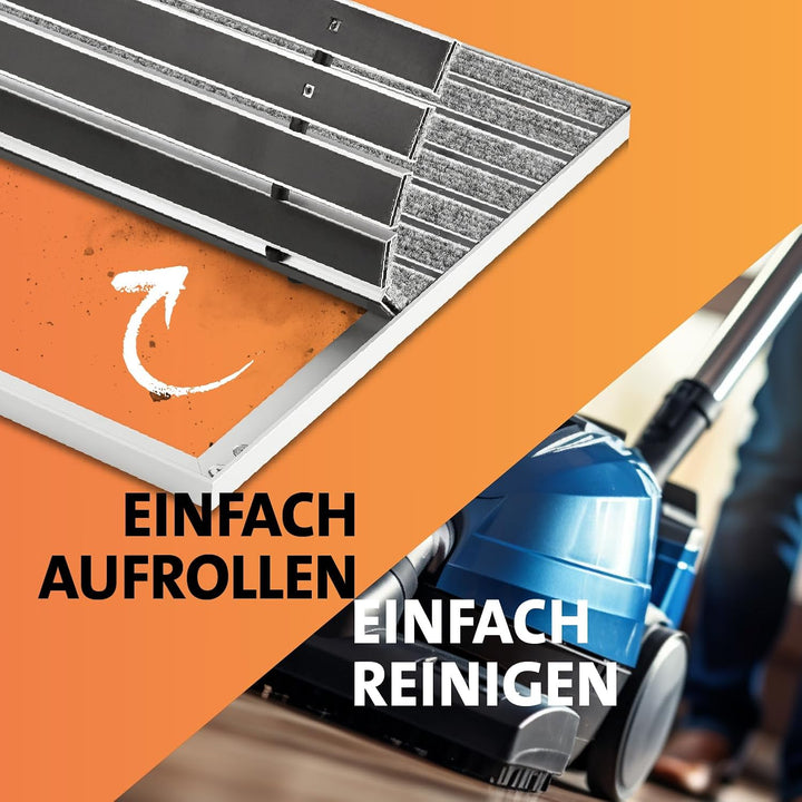 Fussabtreter für Innen & Aussen I Eingangsmatte mit Aluminium Rahmen I Einbau Schmutzfangmatte & ein