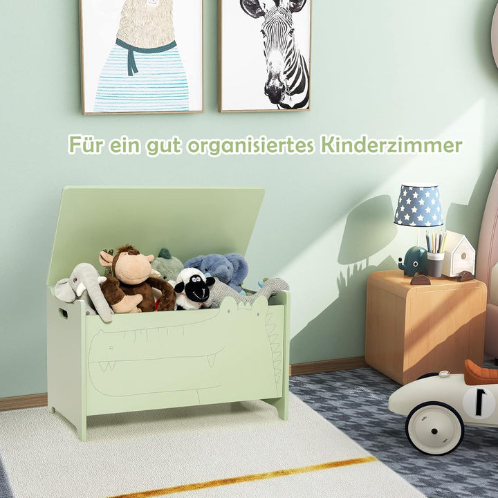 DREAMADE Spielzeugkiste aus Holz, 60x33x37,5cm, Sitzbank für Kinder, Spielzeugtruhe mit Stauraum und