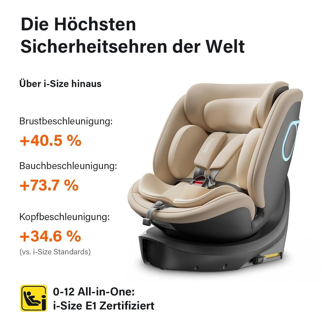 Smart Baby Carseat: Auto-Soothing, 360° Rotation, 7-Level Recline, Air-Soft Breeze &amp; 9-Layer Safety