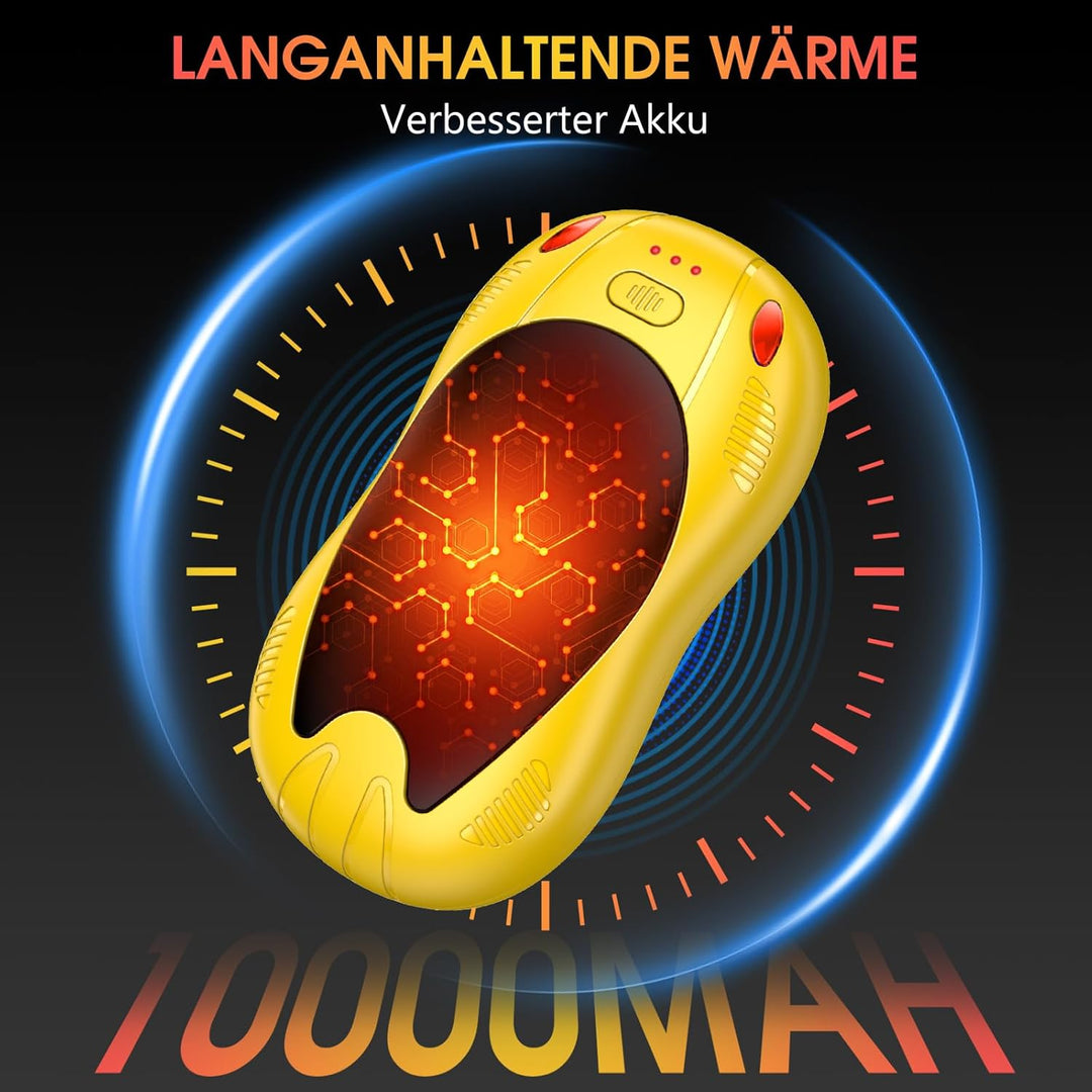 FANDLISS Handwärmer Elektrisch,Taschenwärme mit 10000mAh, Zweiseitige Heizung,Magnetische 2er-Pack,U