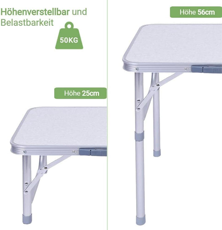 Klapptisch aus Aluminium, Campingtisch für Picknick, Camping, Grill, Outdoor, 60,2 x 45 cm