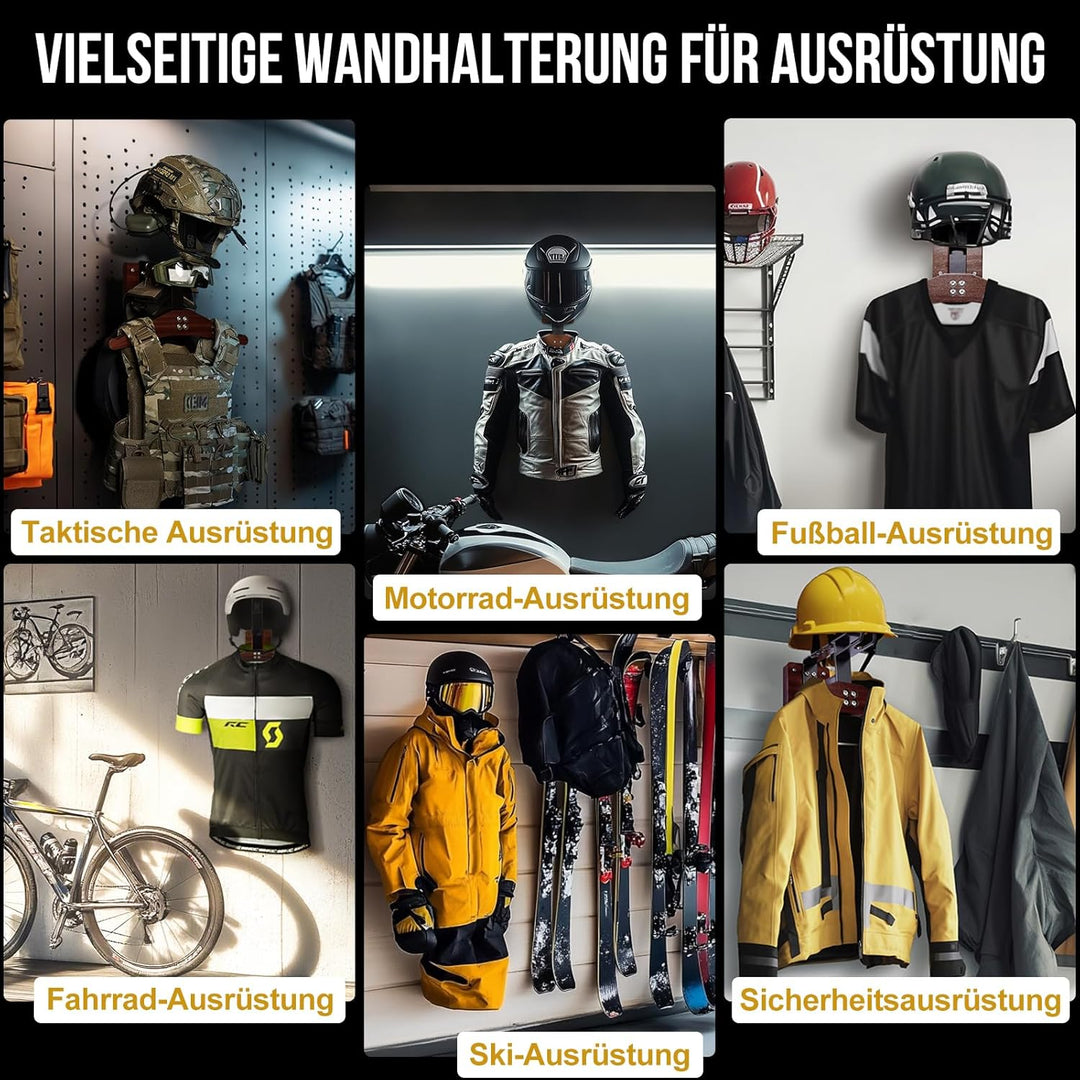 OneTigris Helmhalterung Wand Ver. 2.0 – Stabile Motorrad-Garderobe & Westenhalter, Helm Halterung 80