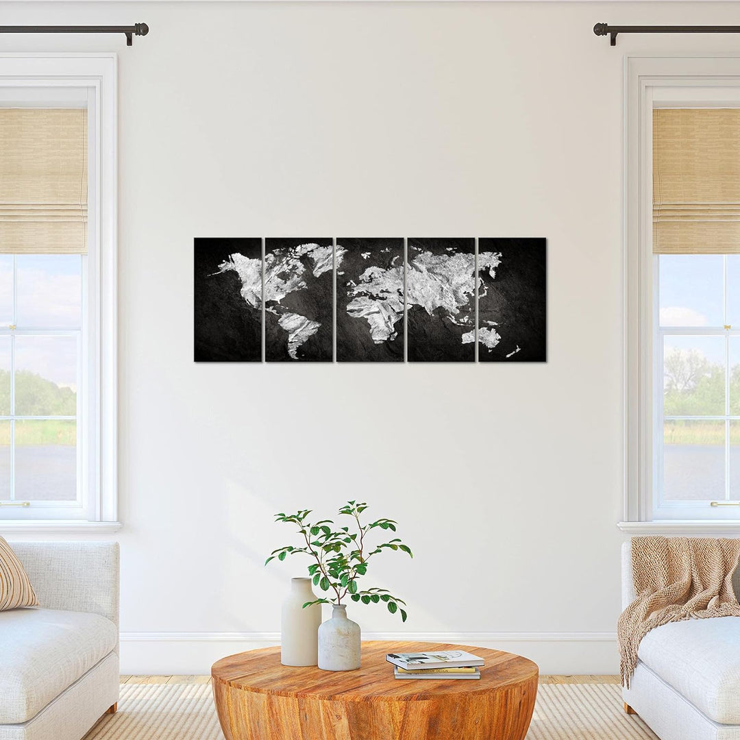 Runa Art Bild Weltkarte Wandbilder auf Vlies Leinwand 5 Teilig Wanddekoration Büro Wohnzimmer 002956