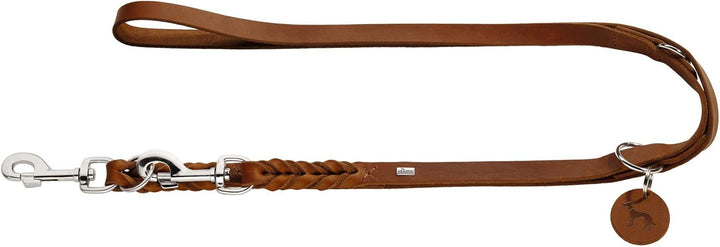 HUNTER SOLID EDUCATION Verstellbare Hundeführleine, Leder, geflochten, robust, weich, 1.8 x 250 cm,